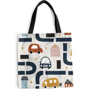 MuchoWow® Schoudertas - Strandtas - Big Shopper - Boodschappentas - Design - Jongens - Auto - Kinderen - 40x40 cm - Katoenen tas