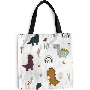 MuchoWow® Schoudertas - Strandtas - Big Shopper - Boodschappentas - Patronen - Jongens - Dino - 45x45 cm - Katoenen tas