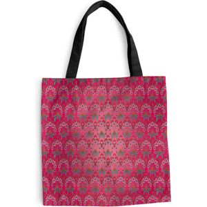 MuchoWow® Schoudertas - Strandtas - Big Shopper - Boodschappentas - Modernisme - Bloemen - Kunst - Roze - Mucha - 45x45 cm - Katoenen tas