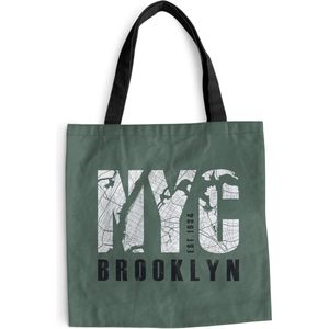 MuchoWow® Schoudertas - Strandtas - Big Shopper - Boodschappentas - New York - Groen - Plattegrond - 45x45 cm - Katoenen tas - Stadskaart