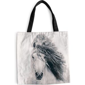 MuchoWow® Schoudertas - Strandtas - Big Shopper - Boodschappentas - Paard - Wit - Haar - 45x45 cm - Katoenen tas