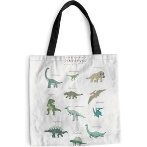 MuchoWow® Schoudertas - Strandtas - Big Shopper - Boodschappentas - Kinderkamer - Dinosaurus - Wit - Jongens - Meisjes - Kinderen - 40x40 cm - Katoenen tas