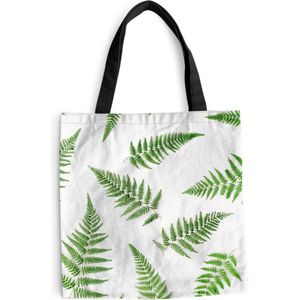 MuchoWow® Schoudertas - Strandtas - Big Shopper - Boodschappentas - Groen - Tropisch - Varen - 40x40 cm - Katoenen tas