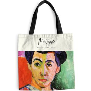 MuchoWow® Schoudertas - Strandtas - Big Shopper - Boodschappentas - Green stripe (1905) - Henri Matisse - Oude meesters - 40x40 cm - Katoenen tas