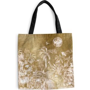 MuchoWow® Schoudertas - Strandtas - Big Shopper - Boodschappentas - Jungle - Goud - Kinderen - Planten - Dieren - 45x45 cm - Katoenen tas