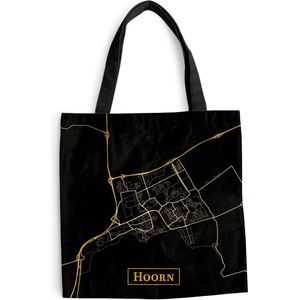 MuchoWow® Schoudertas - Strandtas - Big Shopper - Boodschappentas - Kaart - Hoorn - Goud - Zwart - 45x45 cm - Katoenen tas