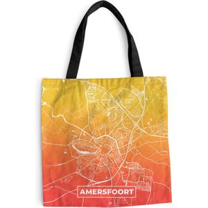 MuchoWow® Schoudertas - Strandtas - Big Shopper - Boodschappentas - Stadskaart - Amersfoort - Nederland - Oranje - 45x45 cm - Katoenen tas