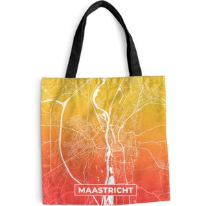 MuchoWow® Schoudertas - Strandtas - Big Shopper - Boodschappentas - Stadskaart - Maastricht - Geel - Oranje - 40x40 cm - Katoenen tas