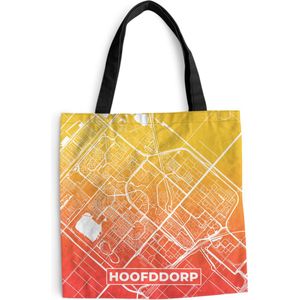 MuchoWow® Schoudertas - Strandtas - Big Shopper - Boodschappentas - Stadskaart - Hoofddorp - Nederland - Oranje - 40x40 cm - Katoenen tas