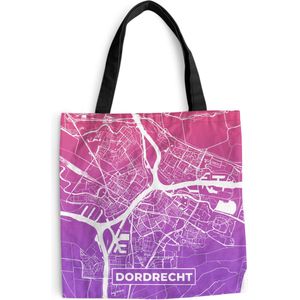 MuchoWow® Schoudertas - Strandtas - Big Shopper - Boodschappentas - Stadskaart - Dordrecht - Nederland - Paars - 45x45 cm - Katoenen tas