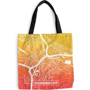 MuchoWow® Schoudertas - Strandtas - Big Shopper - Boodschappentas - Stadskaart - Dordrecht - Oranje - Geel - 45x45 cm - Katoenen tas