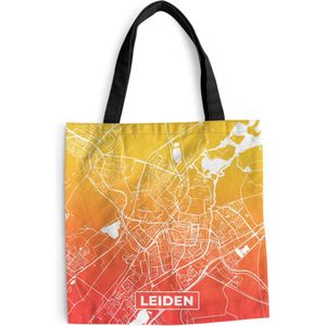 MuchoWow® Schoudertas - Strandtas - Big Shopper - Boodschappentas - Stadskaart - Leiden - Oranje - Geel - 45x45 cm - Katoenen tas