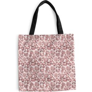 MuchoWow® Schoudertas - Strandtas - Big Shopper - Boodschappentas - Panterprint - Aquarelverf - Roze - 40x40 cm - Katoenen tas