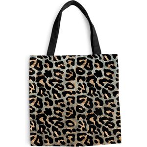 MuchoWow® Schoudertas - Strandtas - Big Shopper - Boodschappentas - Dierenprint - Panter - Luxe - 45x45 cm - Katoenen tas