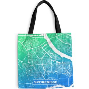 MuchoWow® Schoudertas - Strandtas - Big Shopper - Boodschappentas - Stadskaart - Spijkenisse - Blauw - 45x45 cm - Katoenen tas
