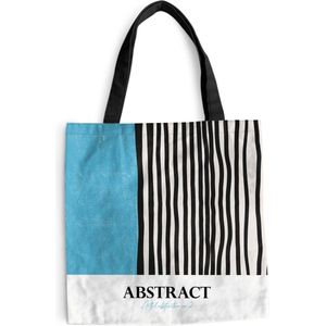 MuchoWow® Schoudertas - Strandtas - Big Shopper - Boodschappentas - Blauw - Zwart - Wit - Abstract - 40x40 cm - Katoenen tas