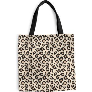 MuchoWow® Schoudertas - Strandtas - Big Shopper - Boodschappentas - Dierenprint - Panterprint - Roze - 40x40 cm - Katoenen tas