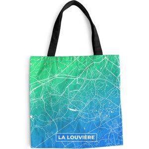 MuchoWow® Schoudertas - Strandtas - Big Shopper - Boodschappentas - Stadskaart - België - La Louvière - Blauw - 40x40 cm - Katoenen tas