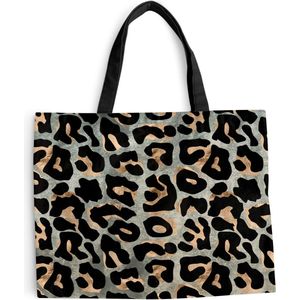 MuchoWow® Schoudertas - Strandtas - Big Shopper - Boodschappentas - Dierenprint - Panter - Luxe - 50x40 cm - Katoenen tas