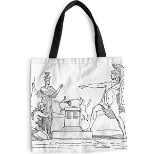 MuchoWow® Schoudertas - Strandtas - Big Shopper - Boodschappentas - Een antieke illustratie van Griekse mythologische figuren waaronder Ajax - 40x40 cm - Katoenen tas