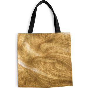MuchoWow® Schoudertas - Strandtas - Big Shopper - Boodschappentas - Een gouden achtergrond met glitters - 45x45 cm - Katoenen tas