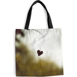 MuchoWow® Schoudertas - Strandtas - Big Shopper - Boodschappentas - Hartje - Bladeren - Herfst - 45x45 cm - Katoenen tas