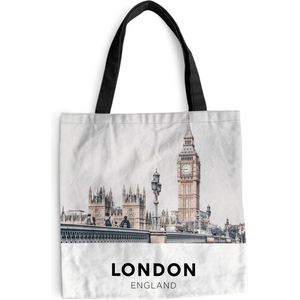 MuchoWow® Schoudertas - Strandtas - Big Shopper - Boodschappentas - Londen - Engeland - Big Ben - 45x45 cm - Katoenen tas