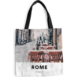 MuchoWow® Schoudertas - Strandtas - Big Shopper - Boodschappentas - Italië - Rome - Restaurant - 40x40 cm - Katoenen tas