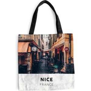 MuchoWow® Schoudertas - Strandtas - Big Shopper - Boodschappentas - Nice - Frankrijk - Café - 40x40 cm - Katoenen tas