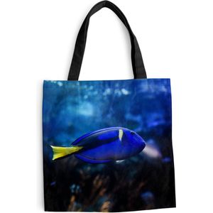 MuchoWow® Schoudertas - Strandtas - Big Shopper - Boodschappentas - Blauwe vis in aquarium - 45x45 cm - Katoenen tas