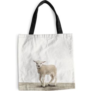 MuchoWow® Schoudertas - Strandtas - Big Shopper - Boodschappentas - Lammetje - Schaap - Dieren - Kinderen - Meisjes - Jongens - 45x45 cm - Katoenen tas