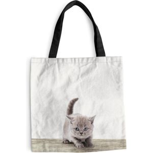 MuchoWow® Schoudertas - Strandtas - Big Shopper - Boodschappentas - Kitten - Kat - Huisdieren - Jongens - Kinderen - Meisjes - 45x45 cm - Katoenen tas