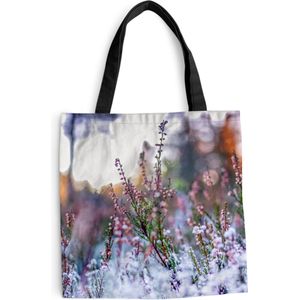 MuchoWow® Schoudertas - Strandtas - Big Shopper - Boodschappentas - Bloemen - Winter - Sneeuw - 45x45 cm - Katoenen tas