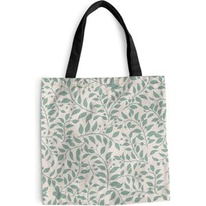 MuchoWow® Schoudertas - Strandtas - Big Shopper - Boodschappentas - Een bloemdessin illustratie met bladeren - 40x40 cm - Katoenen tas