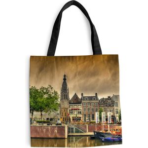 MuchoWow® Schoudertas - Strandtas - Big Shopper - Boodschappentas - Breda - Stad - Water - 45x45 cm - Katoenen tas