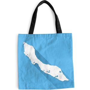 MuchoWow® Schoudertas - Strandtas - Big Shopper - Boodschappentas - Een illustratie van Curaçao op een blauwe achtergrond - 45x45 cm - Katoenen tas