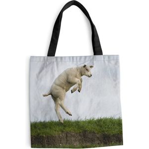 MuchoWow® Schoudertas - Strandtas - Big Shopper - Boodschappentas - Schaap - Gras - Lente - 45x45 cm - Katoenen tas