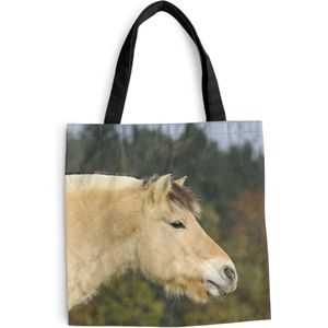 MuchoWow® Schoudertas - Strandtas - Big Shopper - Boodschappentas - Close-up van een lichtbruin fjord paard - 40x40 cm - Katoenen tas
