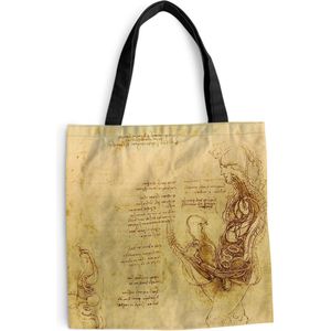 MuchoWow® Schoudertas - Strandtas - Big Shopper - Boodschappentas - De menselijke voortplanting - Leonardo da Vinci - 40x40 cm - Katoenen tas