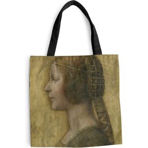 MuchoWow® Schoudertas - Strandtas - Big Shopper - Boodschappentas - La Bella Principessa - Leonardo da Vinci - 40x40 cm - Katoenen tas