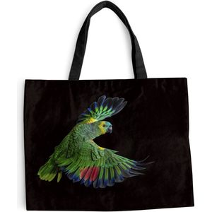 MuchoWow® Schoudertas - Strandtas - Big Shopper - Boodschappentas - Close-up kleurrijke papegaai - 50x40 cm - Katoenen tas