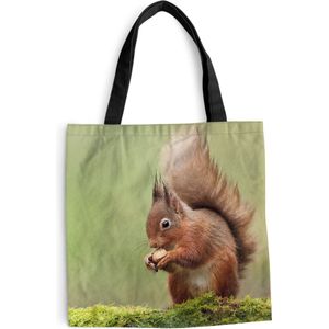 MuchoWow® Schoudertas - Strandtas - Big Shopper - Boodschappentas - Rode eekhoorn - 40x40 cm - Katoenen tas