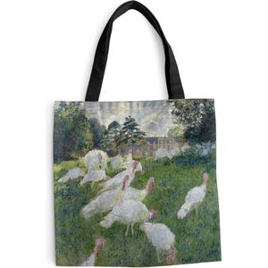 MuchoWow® Schoudertas - Strandtas - Big Shopper - Boodschappentas - The Turkeys - Schilderij van Claude Monet - 40x40 cm - Katoenen tas