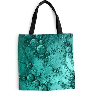 MuchoWow® Schoudertas - Strandtas - Big Shopper - Boodschappentas - Druppels op een turquoise achtergrond - 40x40 cm - Katoenen tas