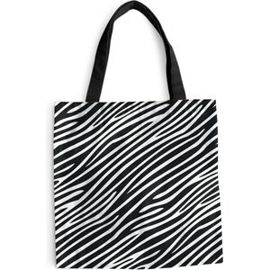 MuchoWow® Schoudertas - Strandtas - Big Shopper - Boodschappentas - Dierenprint - Zebra - Zwart - 40x40 cm - Katoenen tas