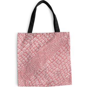 MuchoWow® Schoudertas - Strandtas - Big Shopper - Boodschappentas - Krokodillenleer - Dierenprint - Roze - 40x40 cm - Katoenen tas