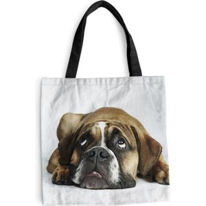 MuchoWow® Schoudertas - Strandtas - Big Shopper - Boodschappentas - Hond - Huisdieren - Wit - 45x45 cm - Katoenen tas