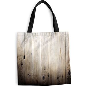 MuchoWow® Schoudertas - Strandtas - Big Shopper - Boodschappentas - Plank - Boom - Hout - Landelijk - 40x40 cm - Katoenen tas