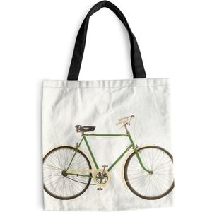 MuchoWow® Schoudertas - Strandtas - Big Shopper - Boodschappentas - Een groene unieke fiets - 40x40 cm - Katoenen tas