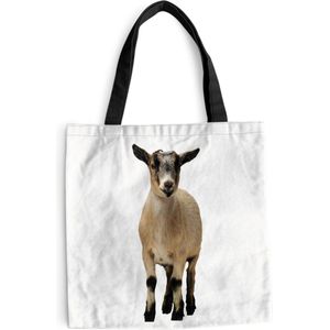MuchoWow® Schoudertas - Strandtas - Big Shopper - Boodschappentas - Kleine geit met witte achtergrond - 45x45 cm - Katoenen tas